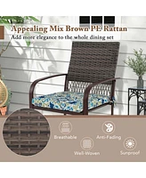 5 Pcs Patio Dining Set with Wood-Plastic Tabletop & Umbrella Hole for Backyard