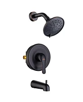 Bathtub Faucet Set, Shower System with Tub Spout 4.84 Inch 3-Spray Bathroom Shower Head, Single-Handle Shower Valve and Trim Kit, Chrome