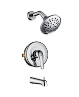 Bathtub Faucet Set, Shower System with Tub Spout 4.84 Inch 3-Spray Bathroom Head, Single-Handle Valve and Trim Kit, Chrome