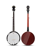 Sonart 5 String Geared Tunable Banjo 24 Brackets Closed Back Remo Head w/ Case