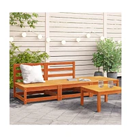 Patio Sofa Armless with Footstool Wax Brown Solid Wood Pine