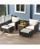 5 Pieces Patio Furniture Set with Loveseat and Armchairs for Porch