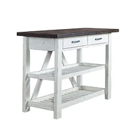 Farmhouse Server in Two Tone White w/ Wood Tone Top