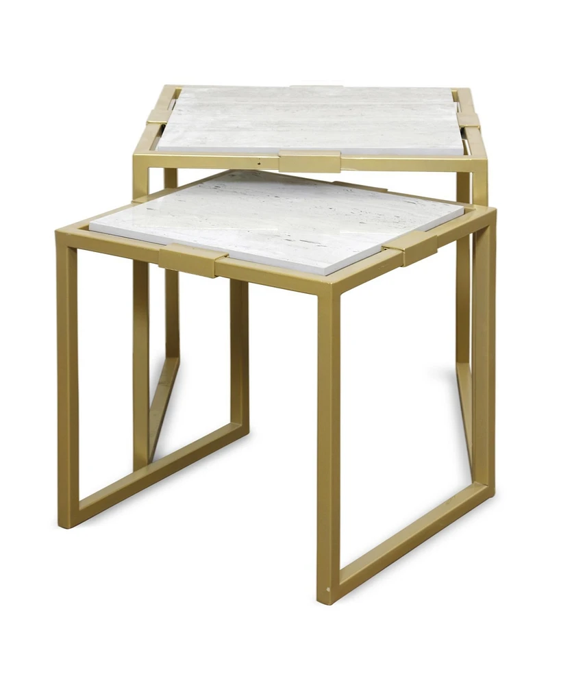 StyleCraft Home Collection 2-Pc. Marble Modern Tables