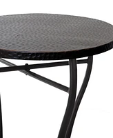 StyleCraft Home Collection 16.2" Iron Round Industrial Hammered Accent Table