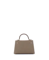 Pre-Owned HERMES Kelly 20 Handbag Grey Epsom with Gold Hardware