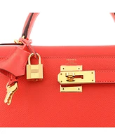 Pre-Owned HERMES Kelly 28 Handbag Red Epsom with Gold Hardware