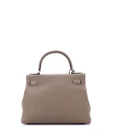 Pre-Owned HERMES Kelly 28 Handbag Grey Togo with Palladium Hardware
