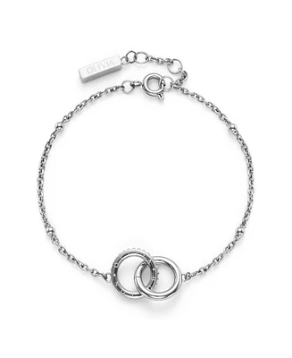 Olivia Burton Women's Amity Interlock Silver Tone Stainless Steel Bracelet