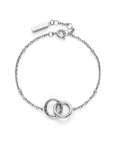 Olivia Burton Women's Amity Interlock Silver Tone Stainless Steel Bracelet