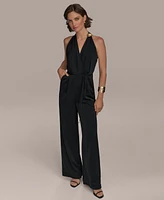 Donna Karan New York Womens' V-Neck Sleeveless Jumpsuit