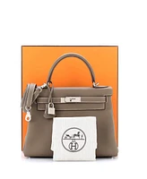 Pre-Owned Hermes Kelly Handbag Togo with Palladium Hardware