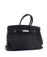 Pre-Owned Hermes Birkin 35 Handbag Black Clemence with Palladium Hardware