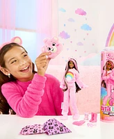 Barbie Cutie Reveal Care Bears Series Doll & Accessories in Cheer Bear Plush Costume, 10 Surprises