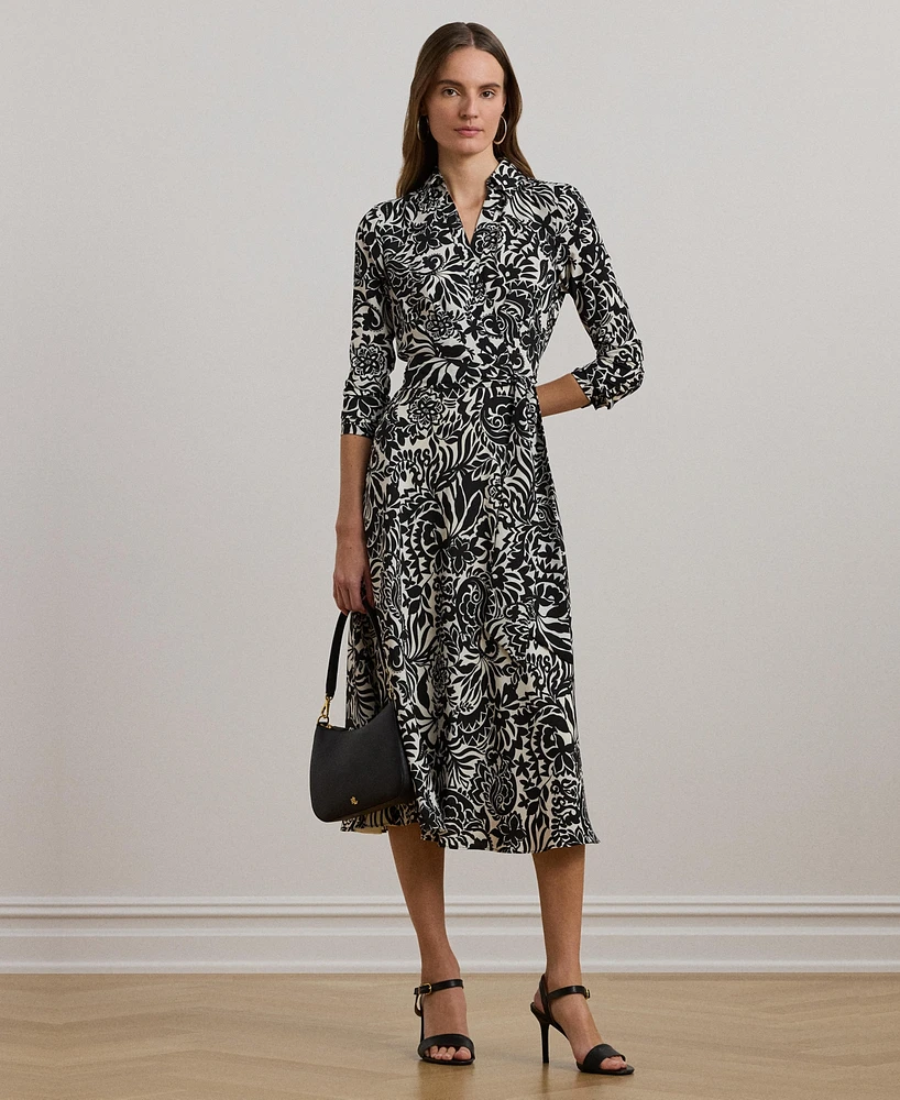 Lauren Ralph Women's Floral Crepe Midi Dress