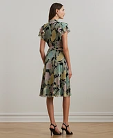 Lauren Ralph Women's Floral Belted Georgette Shirtdress
