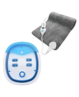 Pursonic Home Comfort Bundle 3-Setting Electric Heating Pad & Compact, Collapsible Footbath Spa Massager