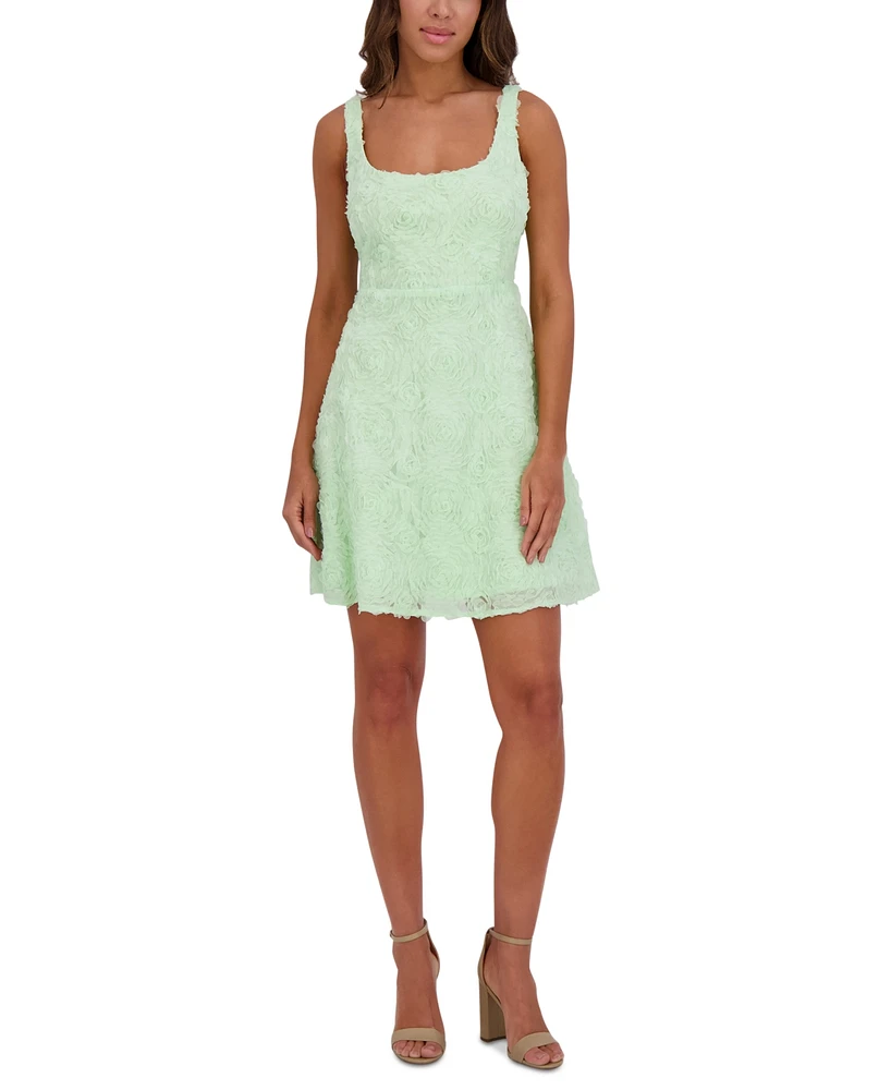 kensie Women's Soutache Square-Neck A-Line Mini Dress