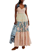 Free People Women's Bluebell Cotton Mixed-Print Tiered Maxi Dress