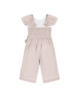 Hope & Henry Girls' Organic Flutter Sleeve Pintuck Jumpsuit, Kids