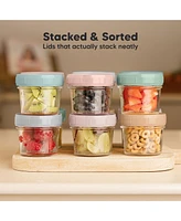 KeaBabies 6pk Prep Baby Food Storage Containers, 4 oz Leak-Proof, Bpa Free Glass Jars for Feeding