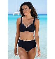 Women's Scalloped High Waisted Bikini Swimsuit Bottom