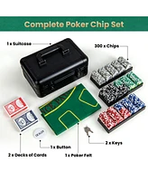 Texas Hold'em Poker Chip Set with 300 Pieces Chips Complete Set for Home or Casino-Style Games