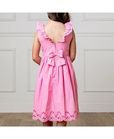 Hope & Henry Big Girls Organic Ruffle Collar Party Dress with Eyelet Embroidery