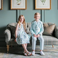 Hope & Henry Toddler Girls Heirloom Linen Sleeveless Peter Pan Collar Tea Dress with Waist Sash
