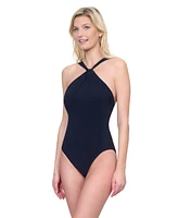 Beaute Luxury High Neck Twist Halter One-Piece Swimsuit