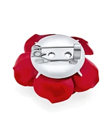 Bling Jewelry Romantic Floral Blooming 3D Carved Rose Brooche Pin in Pink Blue Black White Red