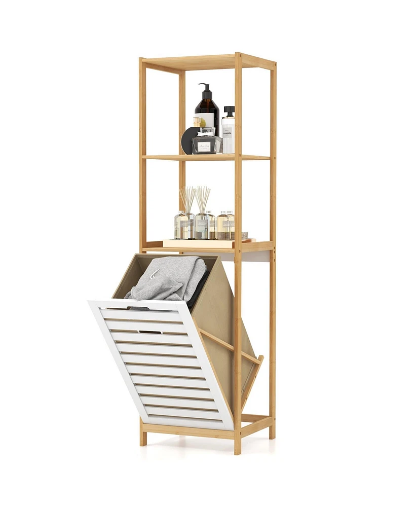 4-Tier Tilt-Out Laundry Hamper with Storage Shelves Space-Saving Organizer for Laundry Room