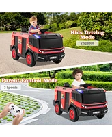 12V Kids Ride on Fire Truck 2-Seater with Remote Control and Water Gun-Red