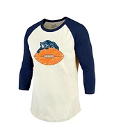 Majestic Threads Men's Walter Payton Cream/Navy Chicago Bears Retired Player Name Number 3/4 Raglan Sleeve T-Shirt