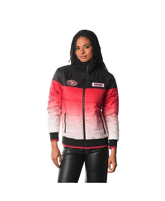 The Wild Collective Women's Scarlet San Francisco 49ers Ombre Full-Zip Puffer Jacket