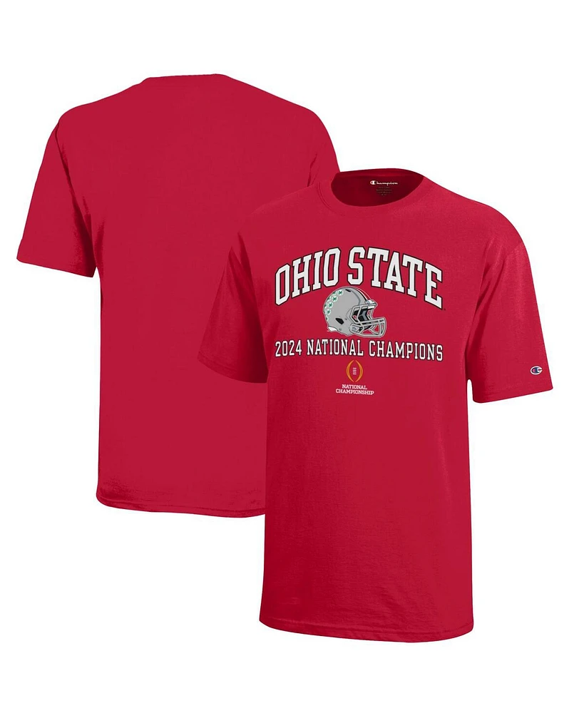 Champion Big Boys and Girls Scarlet Ohio State Buckeyes College Football Playoff 2024 National Champions T-Shirt