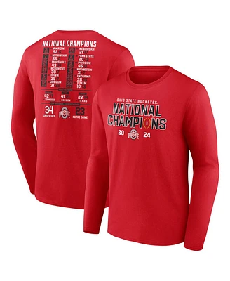 Fanatics Men's Scarlet Ohio State Buckeyes College Football Playoff 2024 National Champions Schedule Long Sleeve T-Shirt