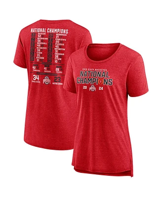 Fanatics Women's Scarlet Ohio State Buckeyes College Football Playoff 2024 National Champions Schedule T-Shirt