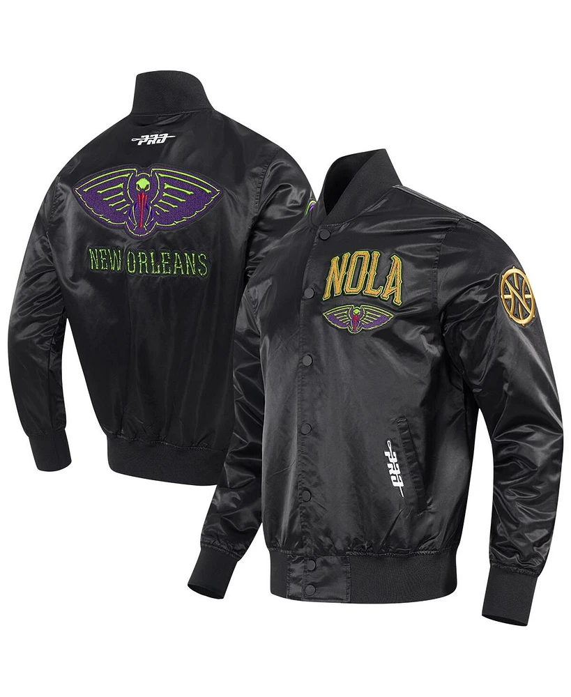 Pro Standard Men's Black New Orleans Pelicans 2024/25 City Edition Chenille Applique Satin Jacket