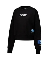 Pro Standard Women's Black Detroit Lions Wingspan Boxy Cropped Pullover Sweatshirt