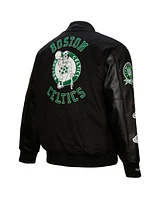 Mitchell & Ness Men's Black Boston Celtics Hardwood Classics Blackout Collection Full-Snap Varsity Jacket