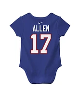 Nike Baby Boys and Girls Josh Allen Royal Buffalo Bills Player Name Number Bodysuit