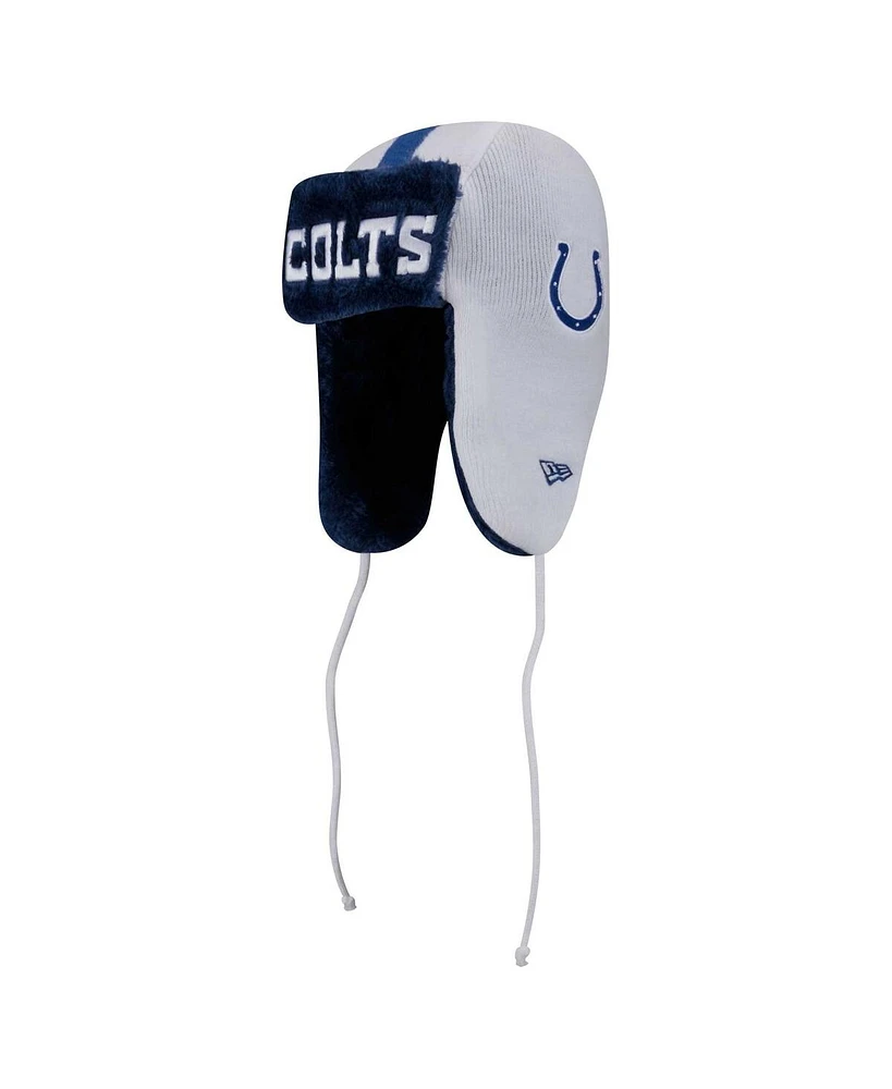 New Era Men's White Indianapolis Colts Helmet Head Trapper Knit Hat