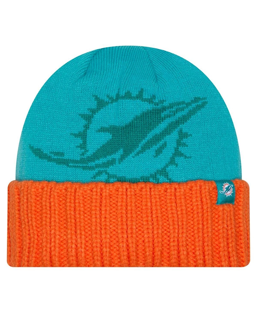 New Era Men's Aqua Miami Dolphins Oversize Cuffed Knit Hat