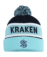 Starter Men's Light Blue/Deep Sea Blue Seattle Kraken Cuffed Knit Hat with Pom