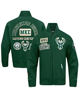 Pro Standard Men's Hunter Green Milwaukee Bucks Area Code Twill Full-Zip Jacket