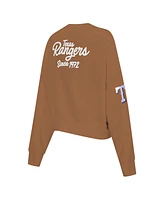 Pro Standard Women's Brown Texas Rangers Paint The City Pullover Cropped Sweatshirt