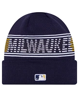 New Era Men's Navy Milwaukee Brewers Authentic Collection Cuffed Knit Hat