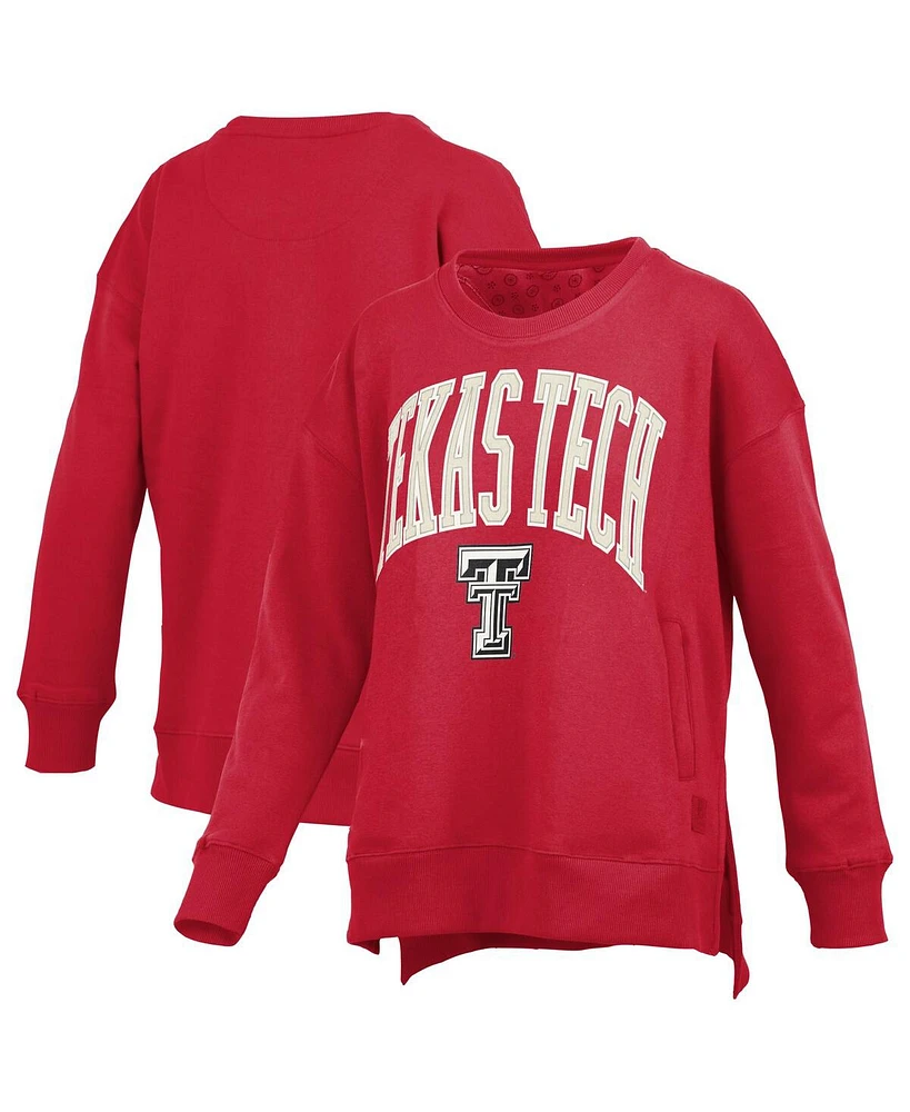 Pressbox Women's Red Texas Tech Red Raiders Pocketed Arch Pullover Sweatshirt