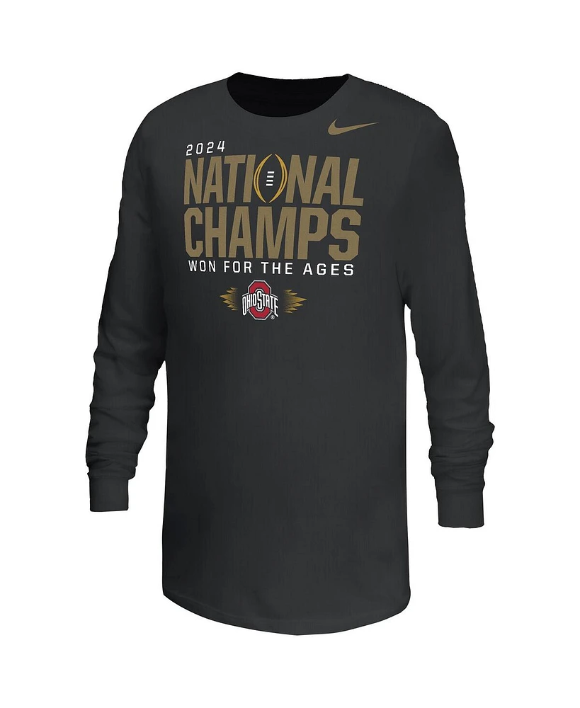 Nike Big Boys and Girls Black Ohio State Buckeyes College Football Playoff 2024 National Champions Locker Room Long Sleeve T-Shirt